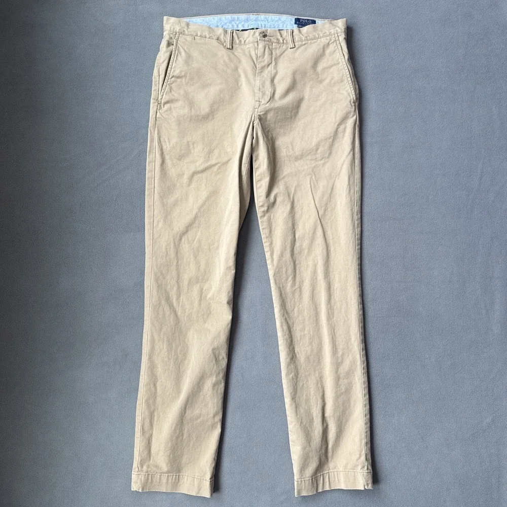Polo Ralph Lauren Chino Pants Mens 34x34 Khaki Stretch Cotton Twill Straight Fit